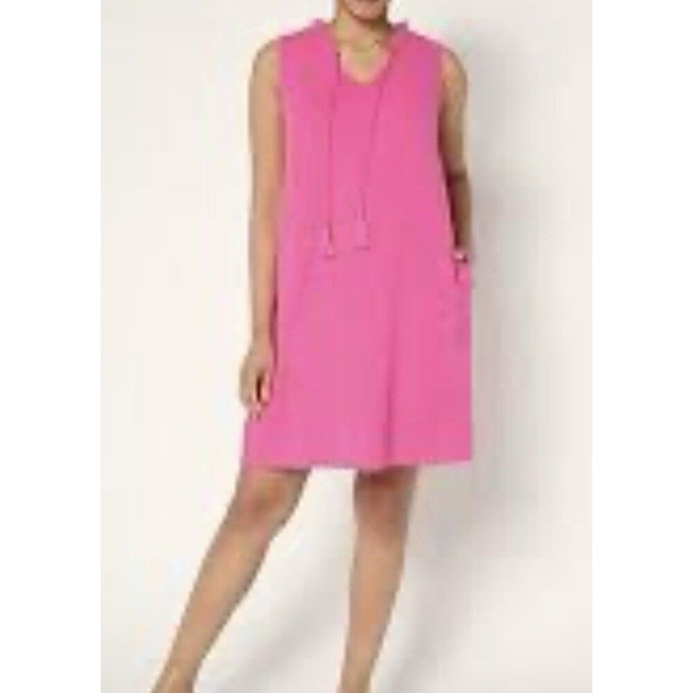 Belle Beach by Kim Gravel XL Light Knit Gauze Tiered Tank Dress Fuchsia Pink